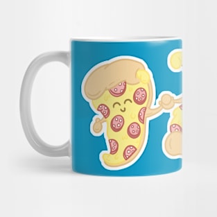 Cute Cartoon Pizza Slice Kawaii Characters Pepperoni Mug